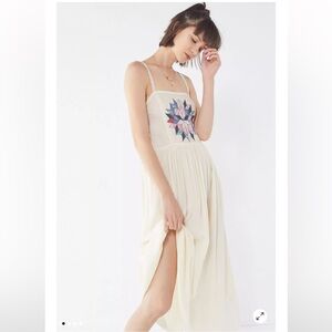 Urban Outfitters Cream Midi Dress with Star Design